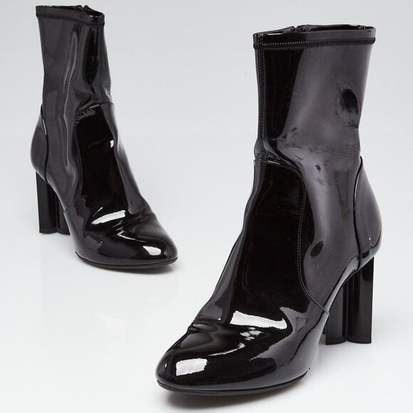 Louis Vuitton Black Stretch Leather Silhouette Ankle Boots Size 5.5/36 - Picture 1 of 5